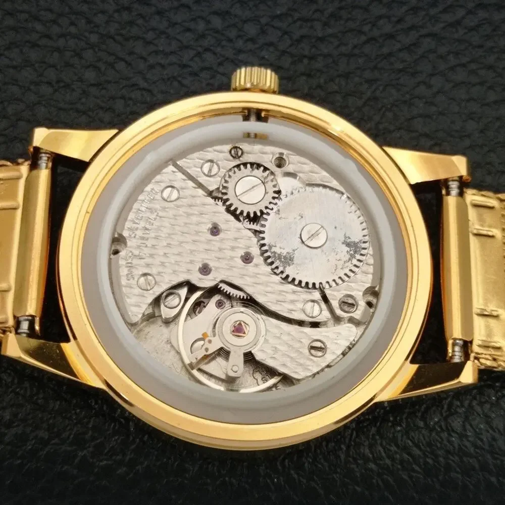 Vintage 1976 Montine Of Switzerland Manual Mens Gold Watch W/Steel Strap